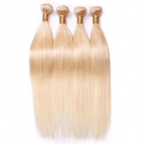 Lightest Blonde Straight Human Hair Weave 4 Bundles Hot Sale HAIRCC Remy Hair