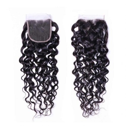 Water Wave Human Hair 4x4 Lace Closure Free Part Middle Part Three Part Evova Hair