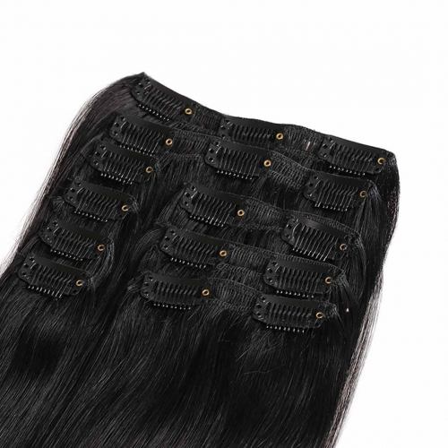 20in Jet Black #1 Clip In Hair Extensions Cheap HAIRCC Remy Human Hair Extensions