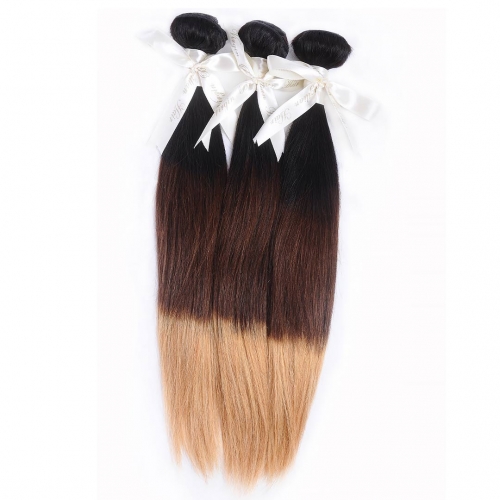 Cheap Ombre Straight Hair Weave 3 Bundles Black Brown Blonde HAIRCC Remy Hair