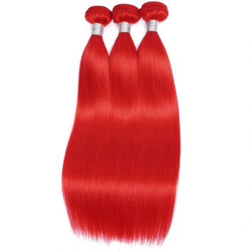 Red Human Hair Weave 3 Bundles Straight Affordable HAIRCC Remy Hair Weft