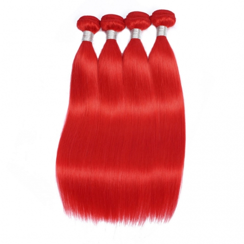 Red Human Hair Weave 4 Bundles Silky Straight Good Quality HAIRCC Remy Hair Weft