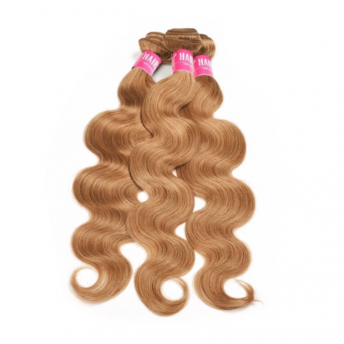 Honey Blonde Hair Weave 3 Bundles Body Wave Bouncy HAIRCC Remy Hair Weft