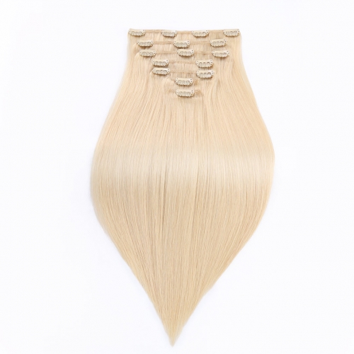 14in 16in 18in Clip In Remy Human Hair Extensions Bleach Blonde Good HAIRCC Hair