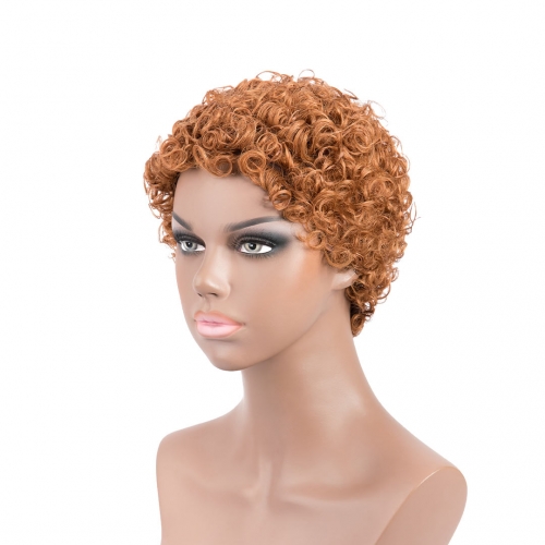 Short Afro Wigs Blonde Human Hair Machine Made Wigs Evova Cheap Wigs