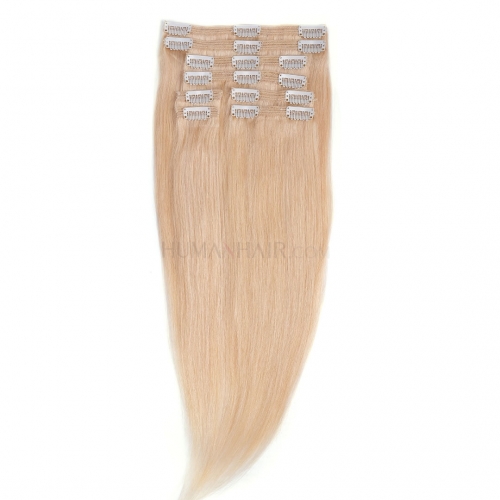 Clip In Hair Extensions 8pcs/Pack Bleach Blonde #613 10in-24in Remy Human Hair Extensions HAIRCC Hair