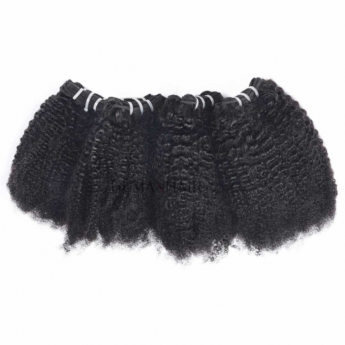 Afro Curly Hair Bundles 4 Pieces Brazilian Kinky Curly Human Hair Weft Thick Evova Hair