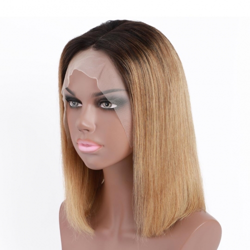 Mix Color Black Honey Blonde Ombre Wigs HAIRCC 13x4 Lace Front Remy Human Hair Bob Wigs
