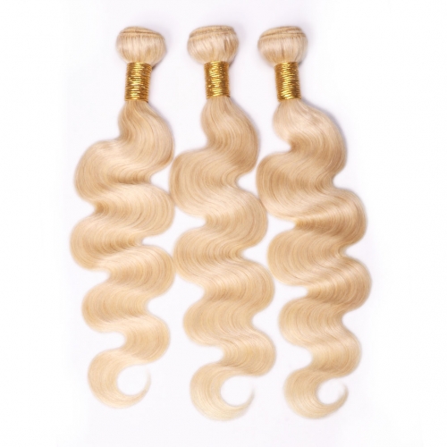 613 Lightest Blonde Hair Weave 3 Bundles Body Wave Cheap HAIRCC Remy Human Hair