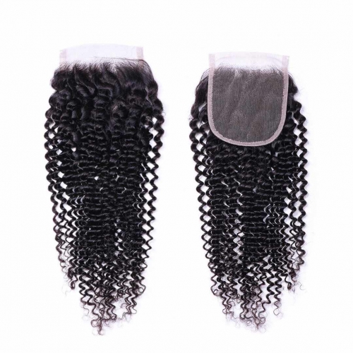 Curly Human Hair Lace Closure 4x4 Free Part Middle Part Three Part Evova Hair