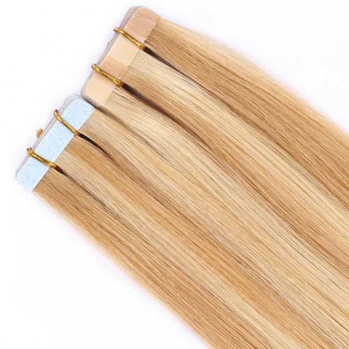 Remy Human Hair Tape In Extensions Piano Color Honey Blonde #P27/613 20pcs HAIRCC Hair