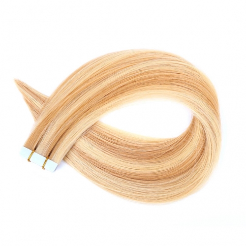 Tape In Extensions Piano Color 27/613 Honey Blonde Virgin Remy Human Hair 20pcs EBBA Hair