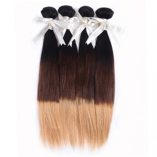 Ombre Straight Hair Weave 4 Bundles Good Quality HAIRCC Remy Hair