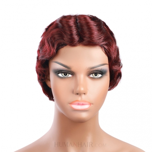 Short Wigs For Women Dark Red Wine Human Hair Wigs Evova Cheap Wigs